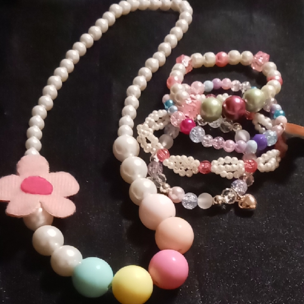 Colorful Kids Beaded Necklace and Bracelet mix match